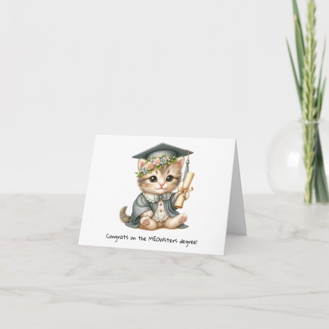 Personalized Funny Cat Master's Graduation  Card (Front)