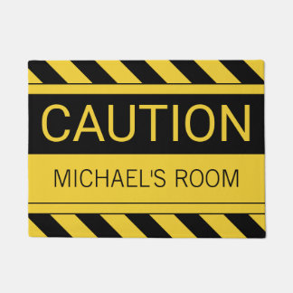 Personalized Funny Caution Bedroom Mat