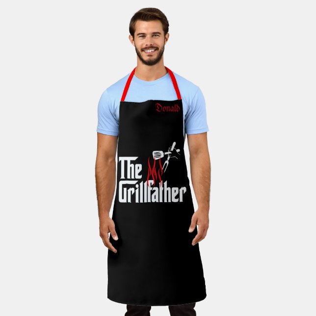Personalized Funny Chef Grill Father Mens Apron (Worn)