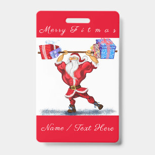 Personalized Funny Christmas Name Badge Santa Gift