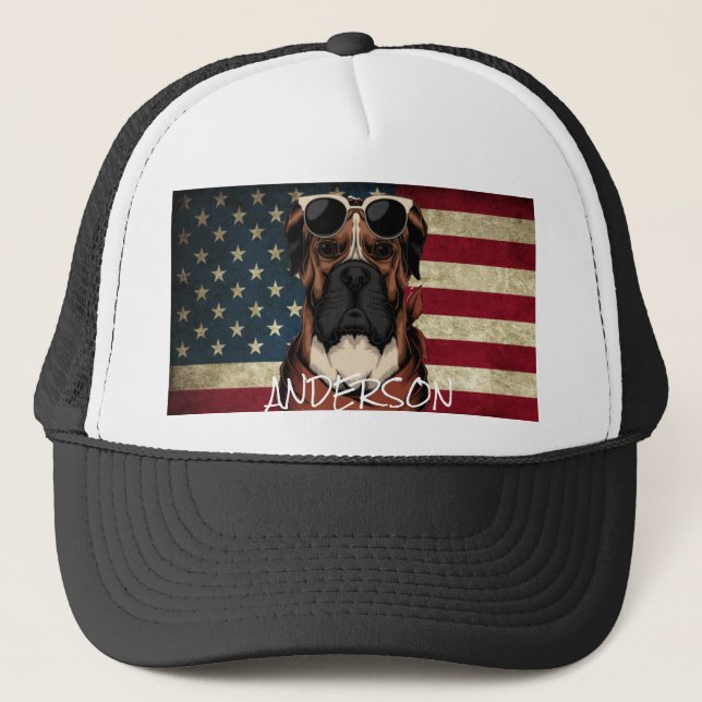 Personalized  funny cute Boxer Trucker Hat (Front)
