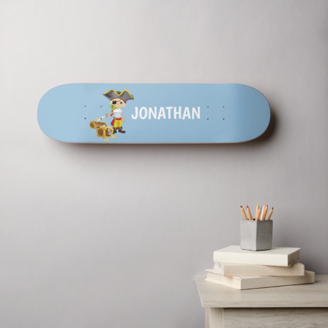 Personalized  funny cute BOY PIRATE Skateboard (Wall Art (Horz))