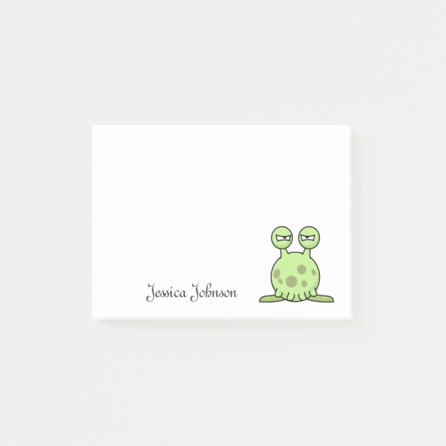 Personalized Funny Cute Green Alien notepad (Front)
