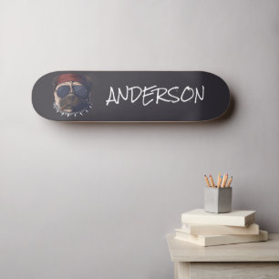 Personalized funny cute I love pug Skateboard