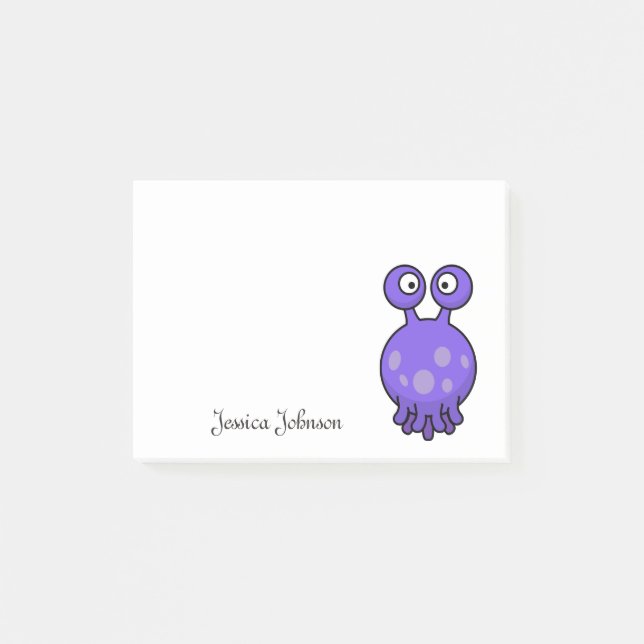Personalized Funny Cute Purple Alien notepad (Front)