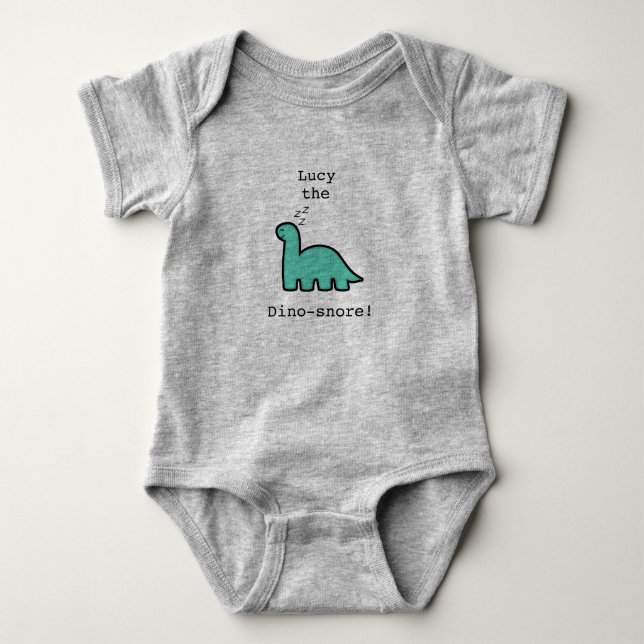 Personalized funny dinosaur baby bodysuit (Front)
