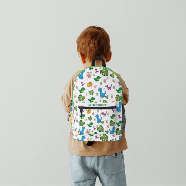 Personalized Funny Dinosaur, leaves Pattern  Printed Backpack (Creator Uploaded)