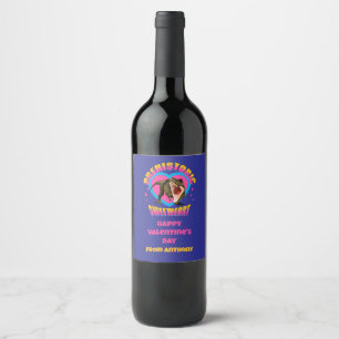 Personalized Funny Dinosaur Valentines Day Wine Label