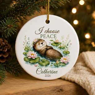 personalized & funny divorce," i choose peace" ceramic ornament