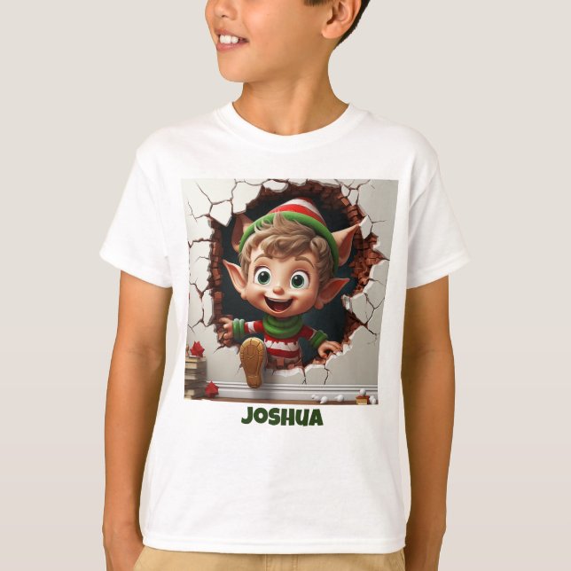 Personalized Funny Elf Christmas   T-Shirt (Front)