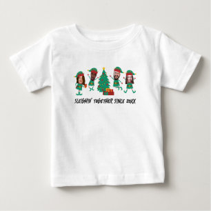 Personalized Funny Face Photo Christmas Elf Baby T-Shirt