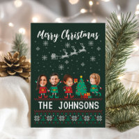 Personalized Funny Face Photo Christmas Elf Family