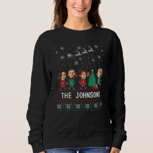 Personalized Funny Face Photo Christmas Elf Family Sweatshirt