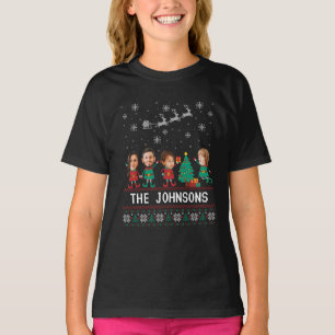 Personalized Funny Face Photo Christmas Elf Family T-Shirt