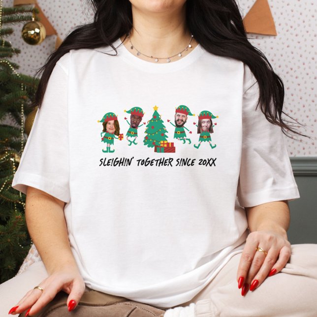 Personalized Funny Face Photo Christmas Elf T-Shirt (Creator Uploaded)