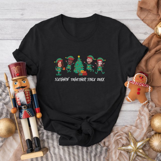 Personalized Funny Face Photo Christmas Elf T-Shirt (Creator Uploaded)