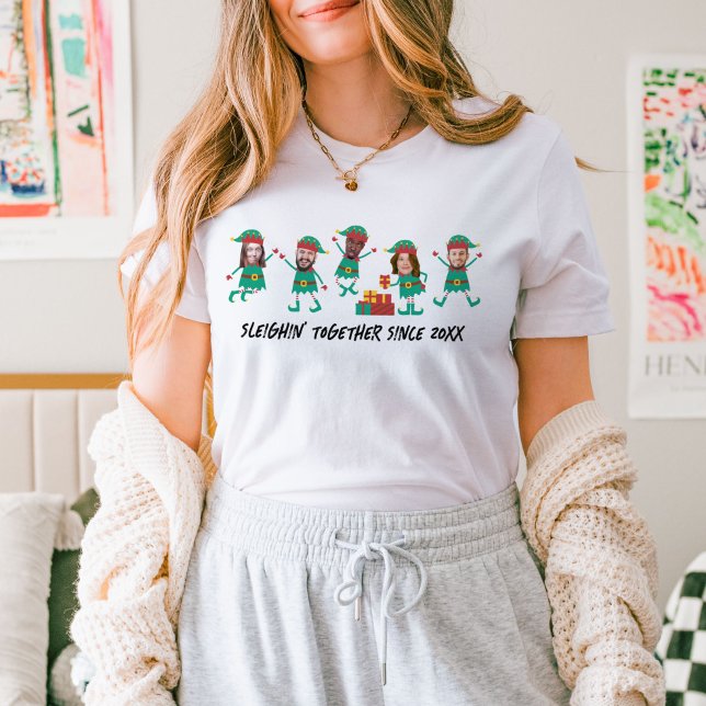 Personalized Funny Face Photo Christmas Elf T-Shirt (Creator Uploaded)