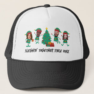Personalized Funny Face Photo Christmas Elf Trucker Hat