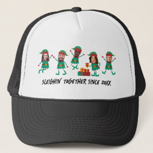 Personalized Funny Face Photo Christmas Elf Trucker Hat