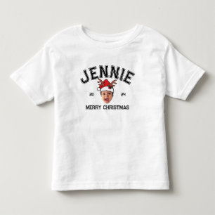 Personalized Funny Face Photo Santa Hat Christmas Toddler T-shirt