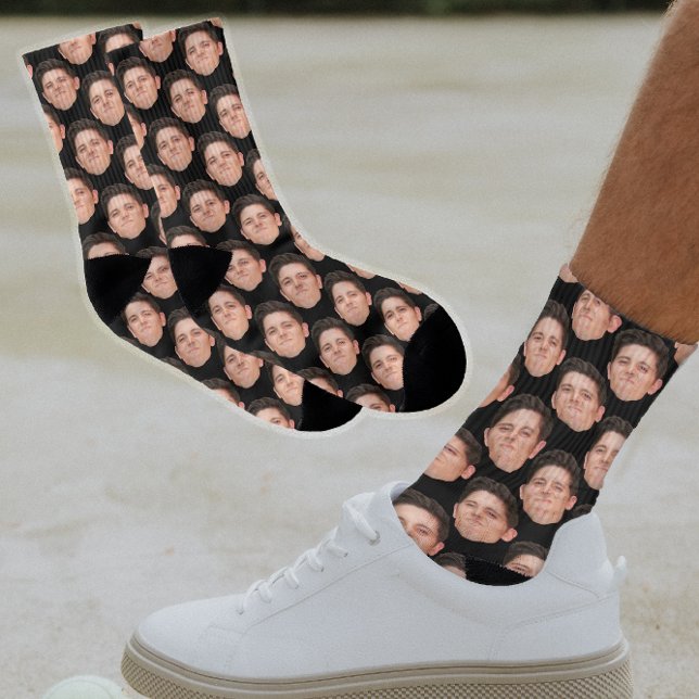 Personalized Funny Face Photo Socks in Jet Black (Creator Uploaded)