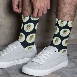 Personalized Funny Face Photo Socks Jet Black