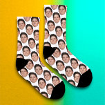 Personalized Funny Face Photo Socks - White<br><div class="desc">Make funny socks covered in pictures of your face or a friends, with this easy to use template. Simply upload a cutout of the face or object you with to use with a transparent background, and VOILA! **Please make sure to crop the image as tightly as you can to the...</div>