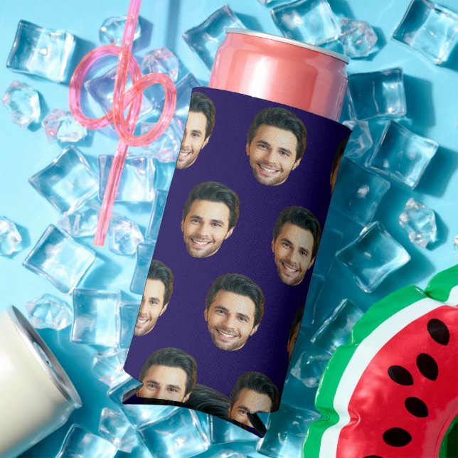 Personalized Funny Face Picture Unique Photo Seltzer Can Cooler (In Situ Summer)