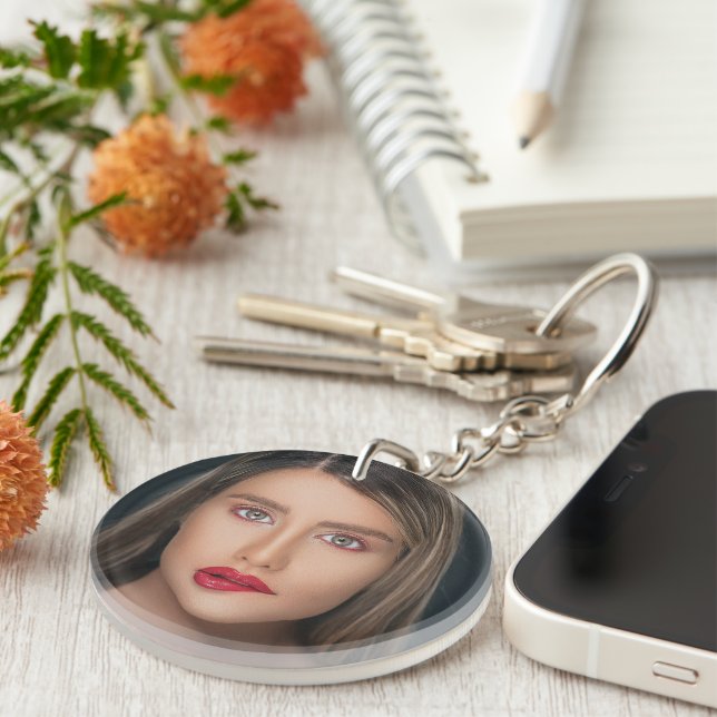 Personalized Funny Face Selfie Keychain (Front Right)
