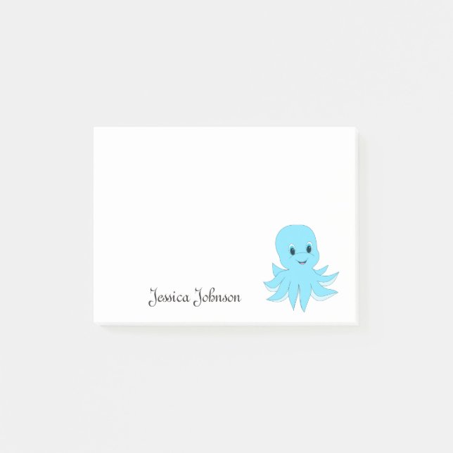 Personalized Funny Fat Blue Octopus notepad (Front)