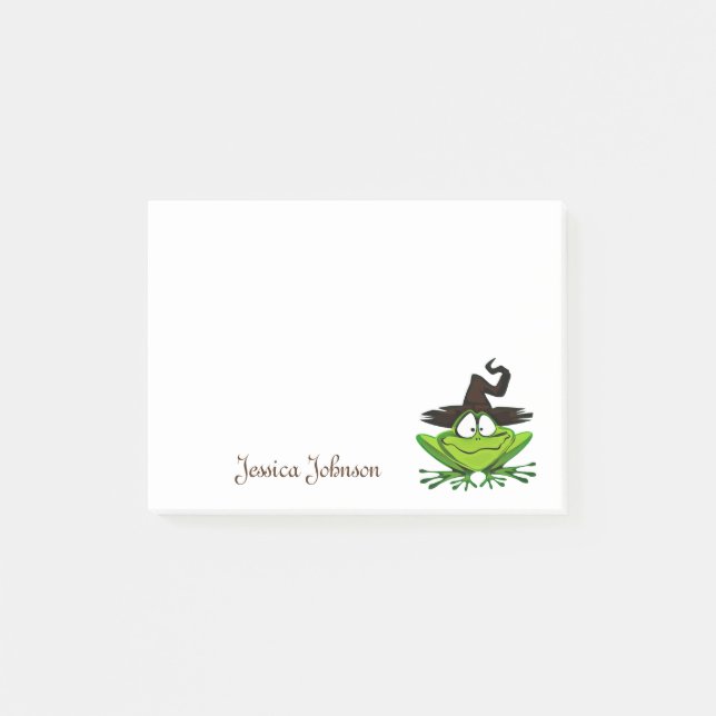 Personalized Funny Fat Cartoon Frog Witch notepad (Front)