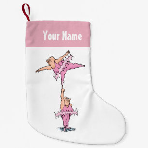 Personalized Funny Fat Guys in Pink Tutus Small Christmas Stocking