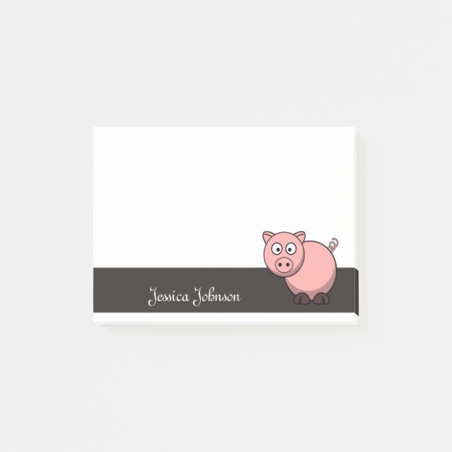 Personalized Funny Fat Pink Pig notepad (Front)