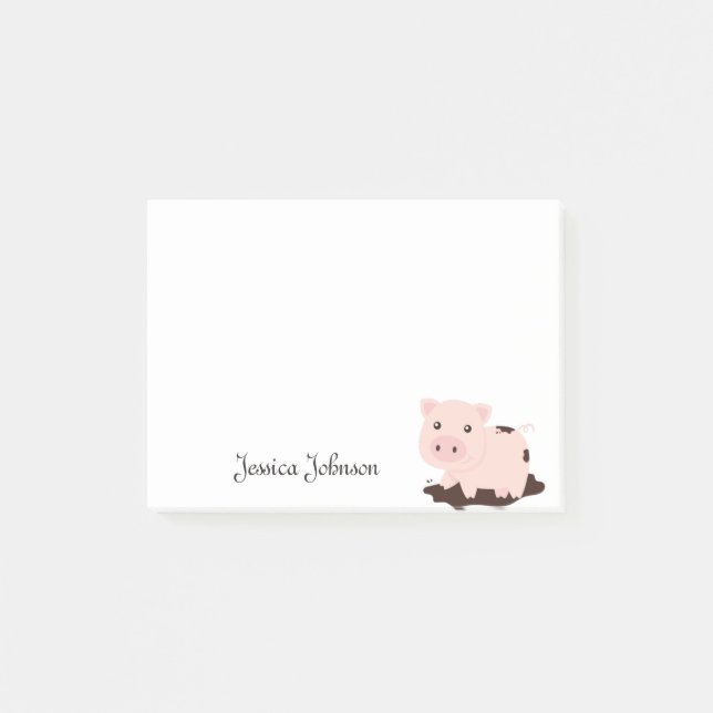 Personalized Funny Fat Pink Pig notepad (Front)