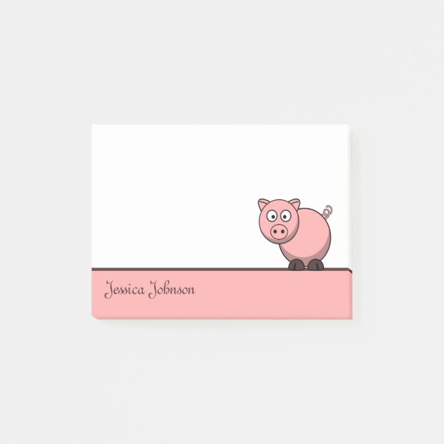 Personalized Funny Fat Pink Pig notepad (Front)