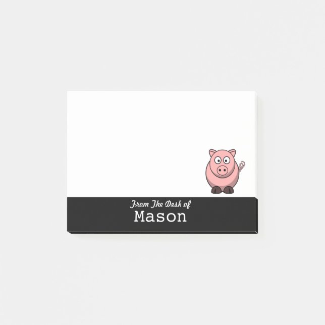 Personalized Funny Fat Pink Pig Post-it Notes (Front)