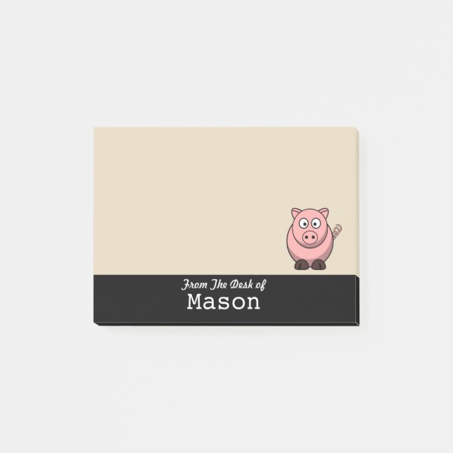 Personalized Funny Fat Pink Pig Post-it Notes (Front)