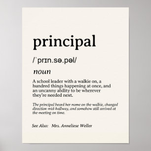 Personalized Funny Female Principal Definition Poster