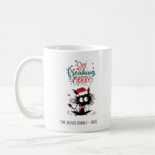 Personalized Funny Freaking Cat Christmas Mug