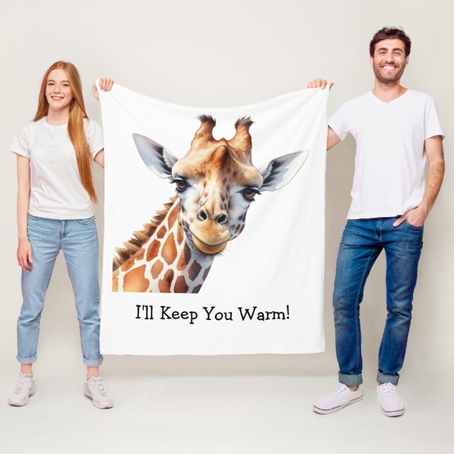 Personalized Funny Giraffe Lover's Fleece Blanket (In Situ)