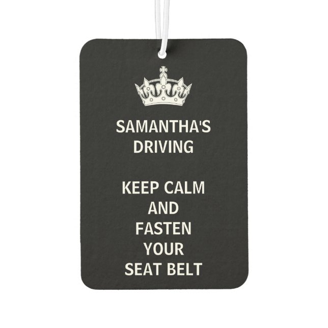 Personalized Funny Girly Keep Calm Black Air Freshener (Back)