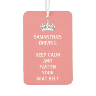 Personalized Funny Girly Keep Calm Pink Driving Air Freshener