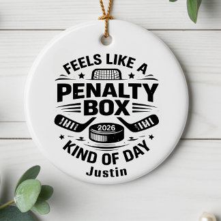 Personalized Funny Goalie Hockey Gift Ceramic Ornament