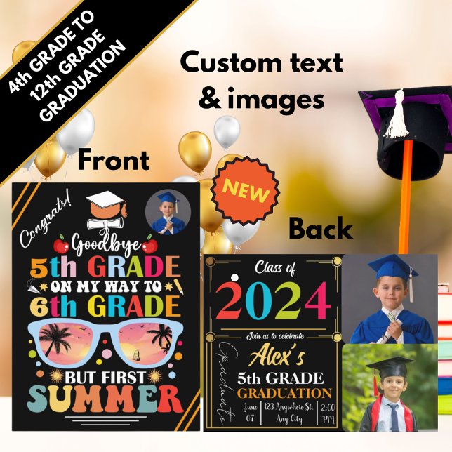 Personalized Funny Graduation 4th to 12th Grade  Announcement Postcard (Creator Uploaded)