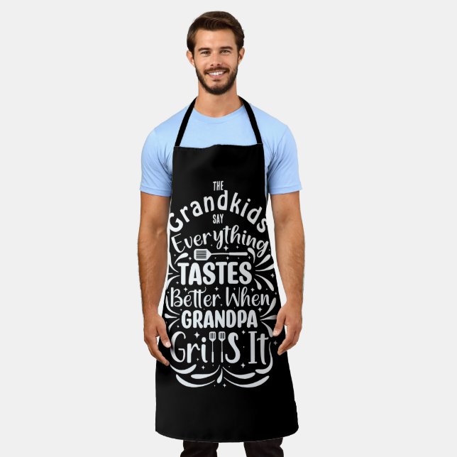 Personalized Funny Grandpa BBQ Chef  Apron (Worn)