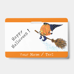 Personalized Funny Halloween Badge Witch Pumpkin