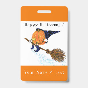 Personalized Funny Halloween Badges Witch Pumpkin