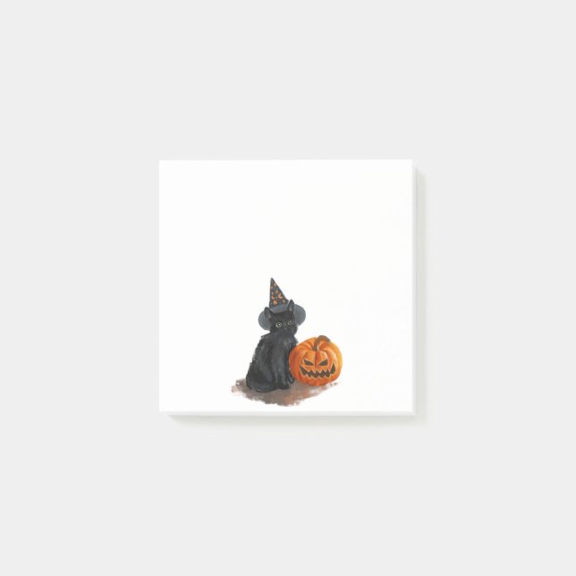 Personalized Funny Halloween Cat Pumpkin Cartoon Post-it Notes (Front)