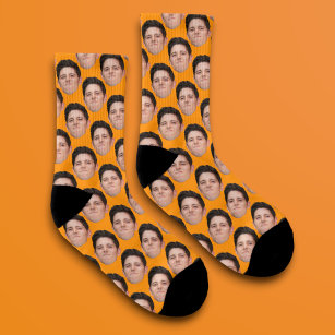 Personalized Funny Head Photo Face Socks - Orange