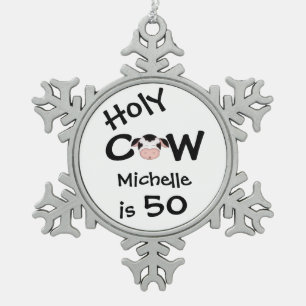 Personalized Funny Holy Cow 50th Birthday Ornament